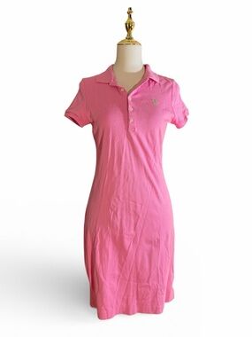 Ralph Lauren Pink Polo Dress Size S Petite Lime Green Horse Preppy Classic